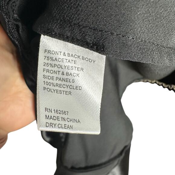 ATLEIN COLLECTIVE Black Lace Up Front Satin Midi Dress Women's Size Medium - Picture 8 of 9